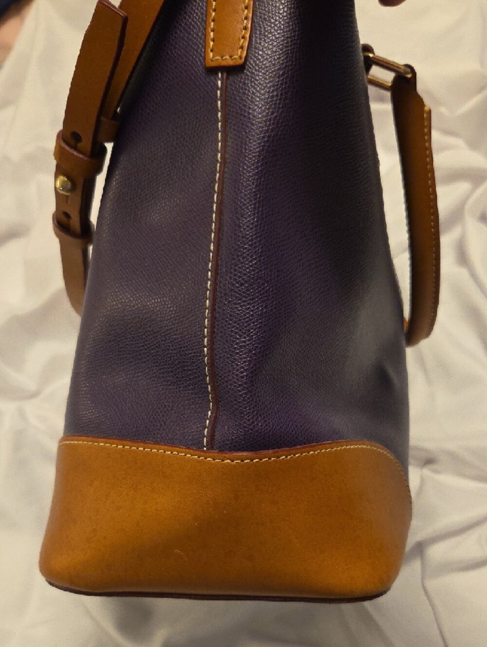 Dooney & Bourke Purple Tote with Tan Leather Trim - Picture 4 of 9